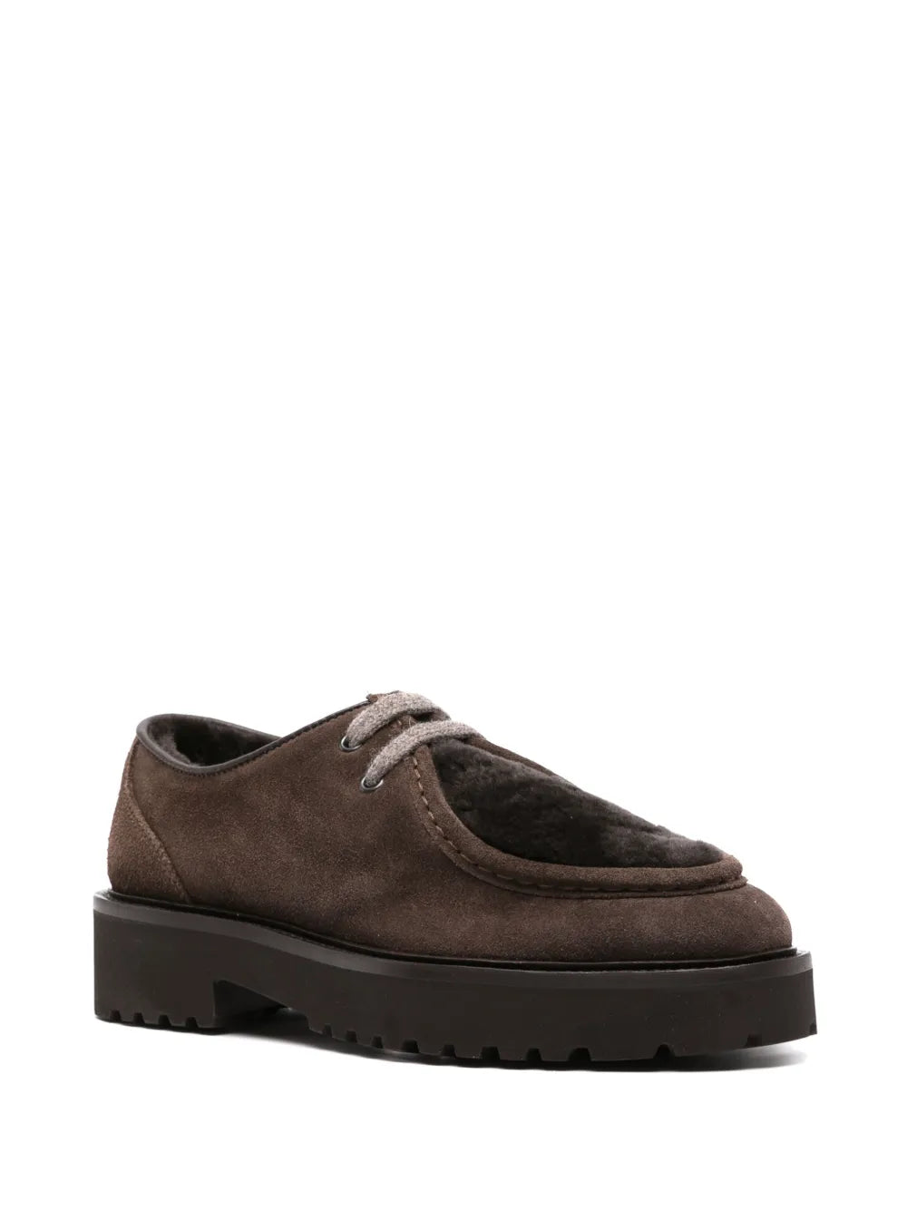 Doucal's shearling-trimmed lace-up shoes