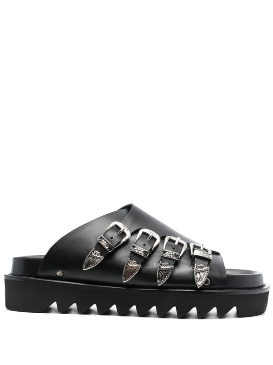 Toga Pulla western-buckle leather slides
