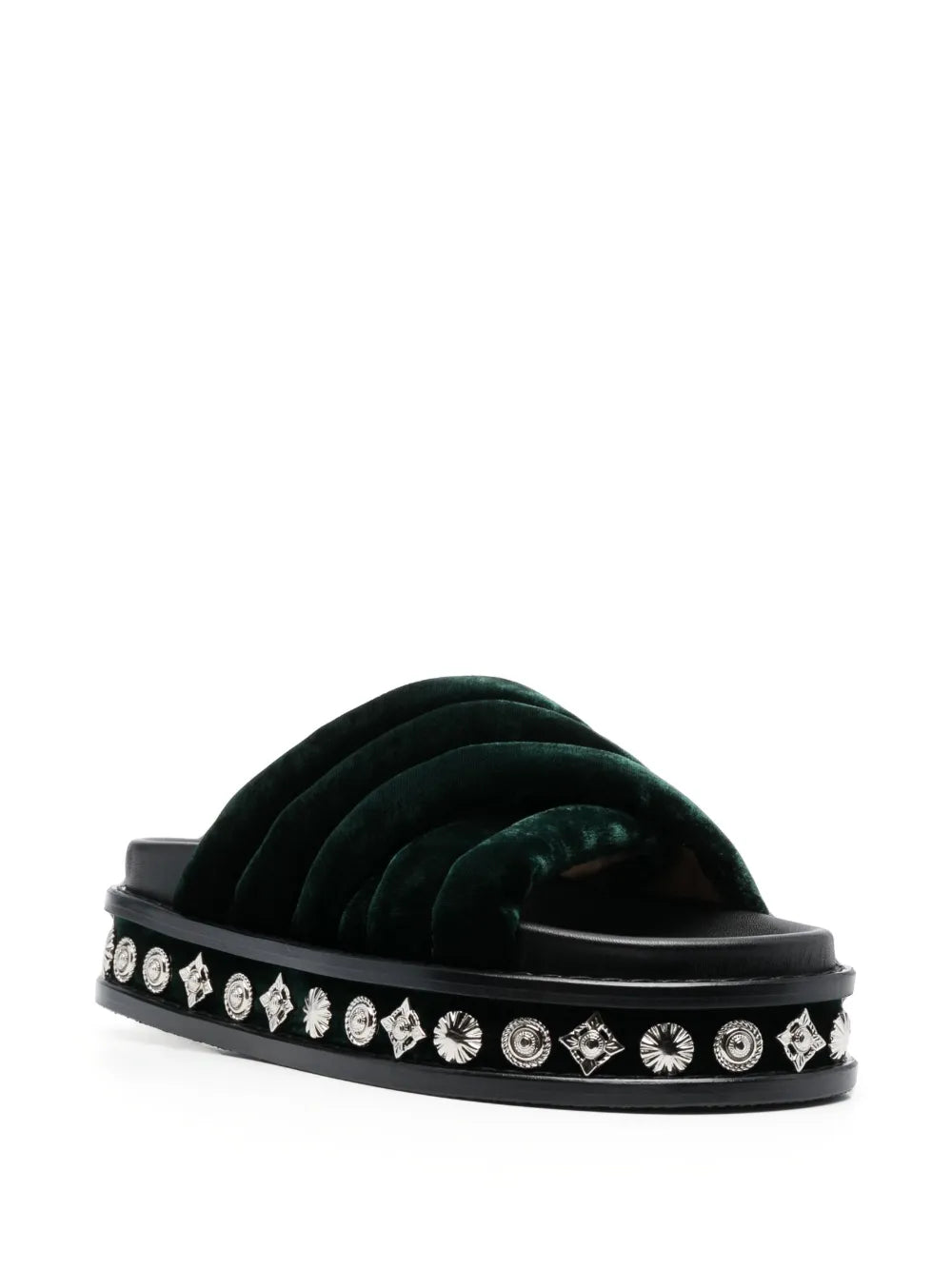 Toga Pulla studded 50mm velvet slides