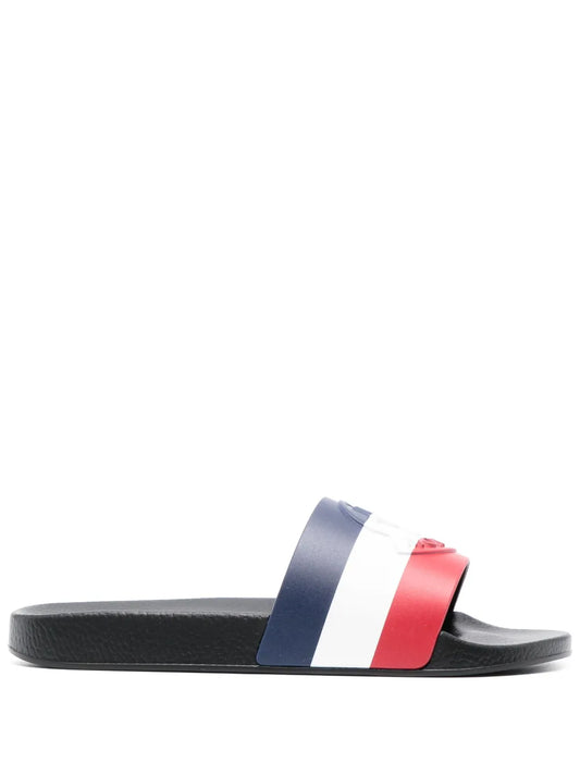 Moncler striped logo-embossed slides