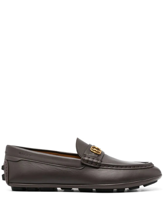 Bally logo-plaque leather moccasins
