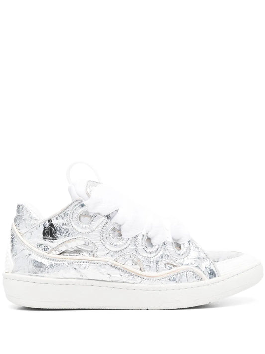 Lanvin crinkle-effect Curb leather sneakers