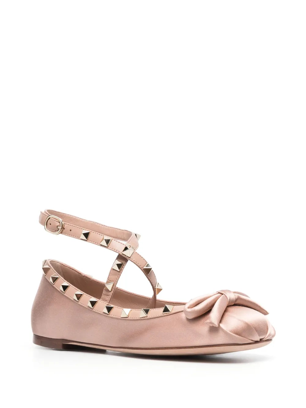 Valentino Garavani Rockstud satin ballerina shoes