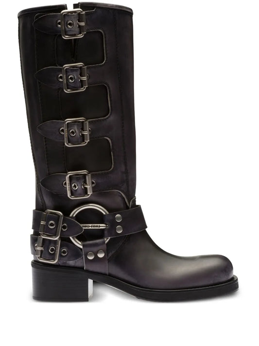 Miu Miu buckle-detail leather boots