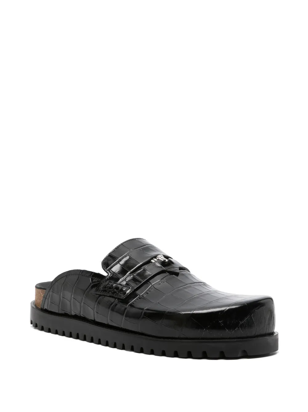 Versace Medusa crocodile-embossed slides