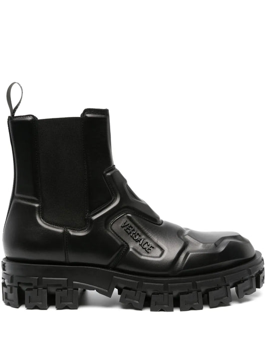 Versace Greca Portico panelled leather boots