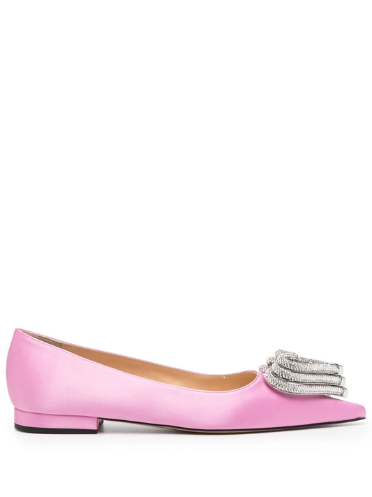 MACH & MACH Triple Heart satin ballerina shoes