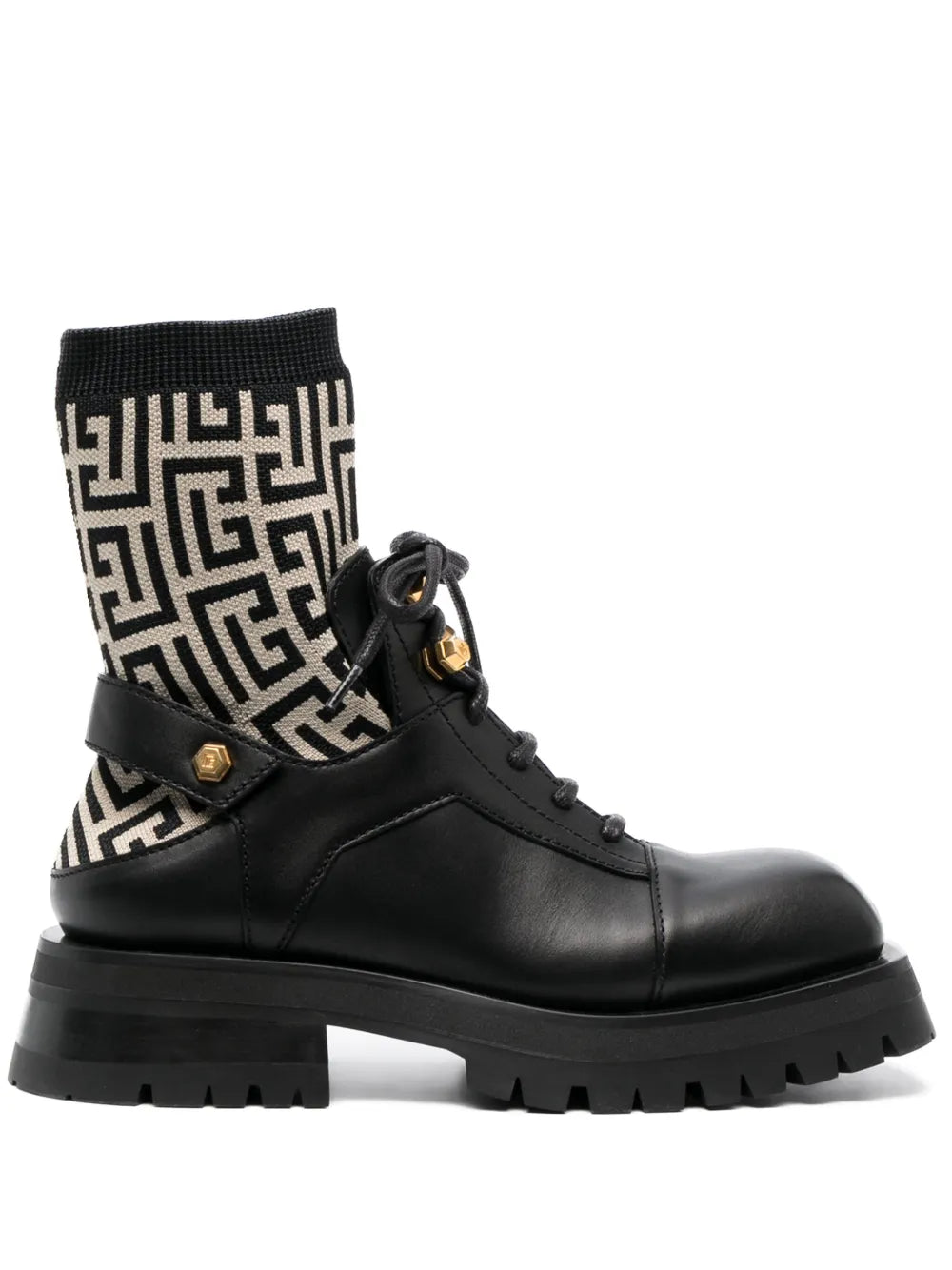 Balmain PB-monogram sock-ankle leather boots
