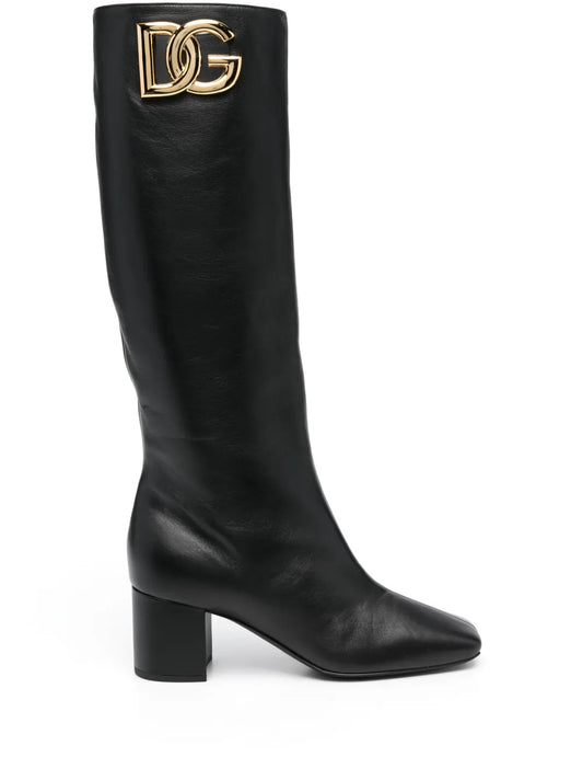 Dolce & Gabbana Jackie 60mm logo-plaque leather boots