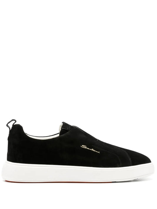 Santoni suede slip-on sneakers