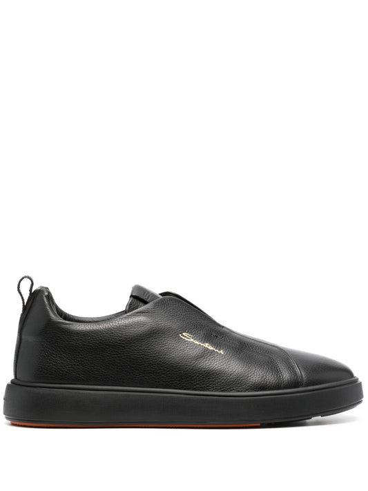 Santoni round-toe leather sneakers 