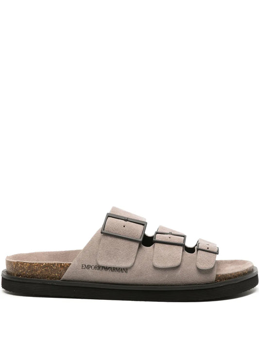 Emporio Armani debossed-logo suede sandals