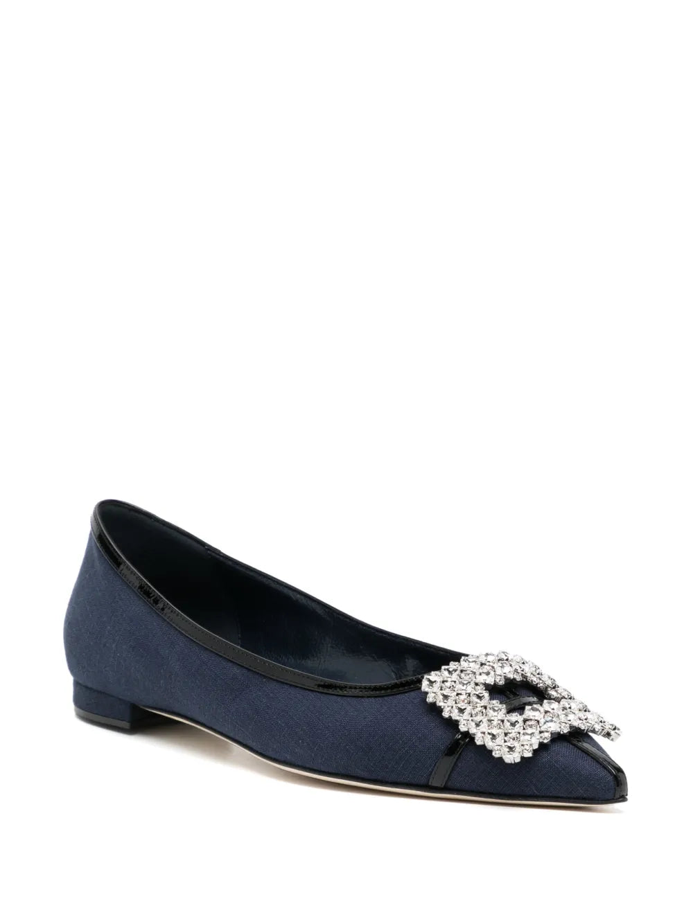 Manolo Blahnik Hangisi crystal-buckle ballerina shoes
