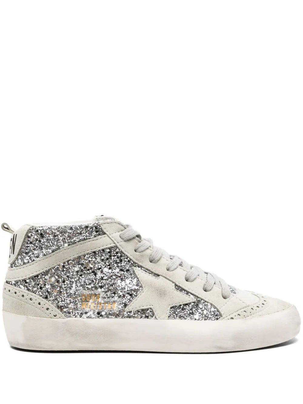 Golden Goose Mid-Star glitter-detail leather sneakers