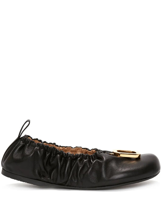 JW Anderson decorative-buckle leather ballerina shoes