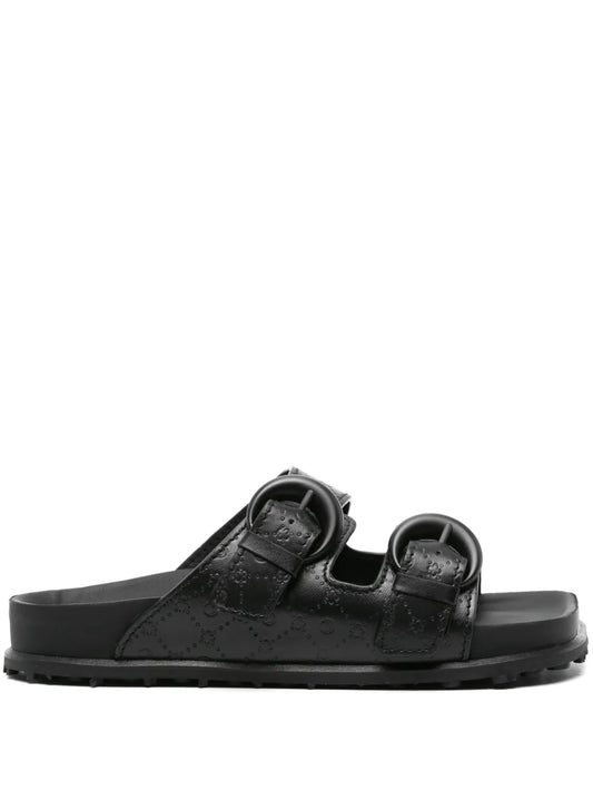 Marine Serre Moonogram-embossed leather slides 