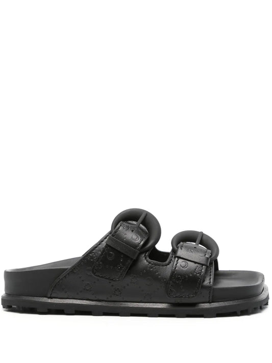 Marine Serre monogram-embossed leather slides