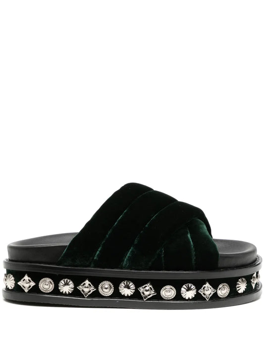 Toga stud-embellished velvet slides