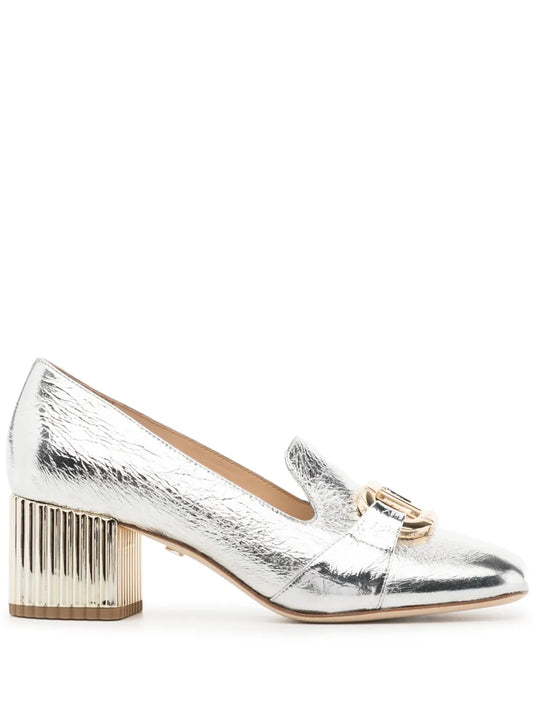 Dee Ocleppo Michelle 55mm metallic-effect loafers