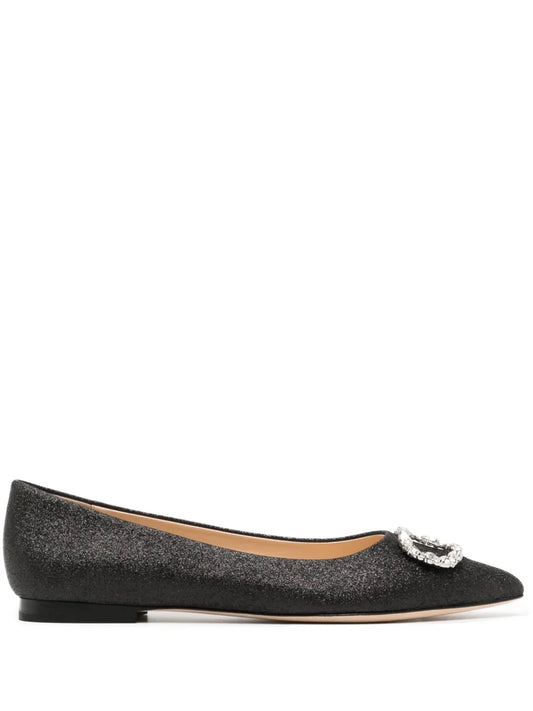 Dee Ocleppo crystal-embellished  leather ballerina shoes