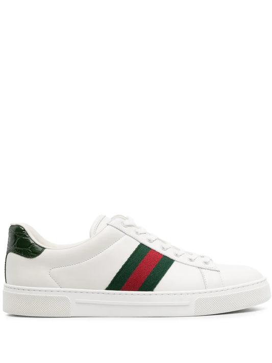 Gucci Ace Web-stripe leather sneakers