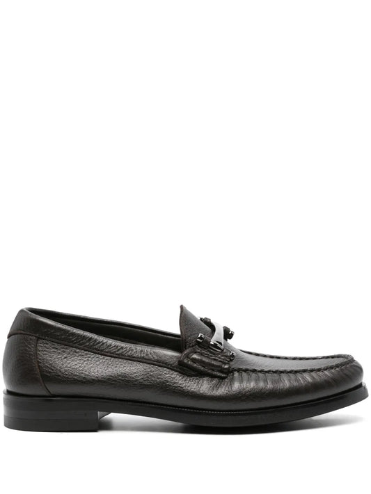 Canali round-toe leather loafers