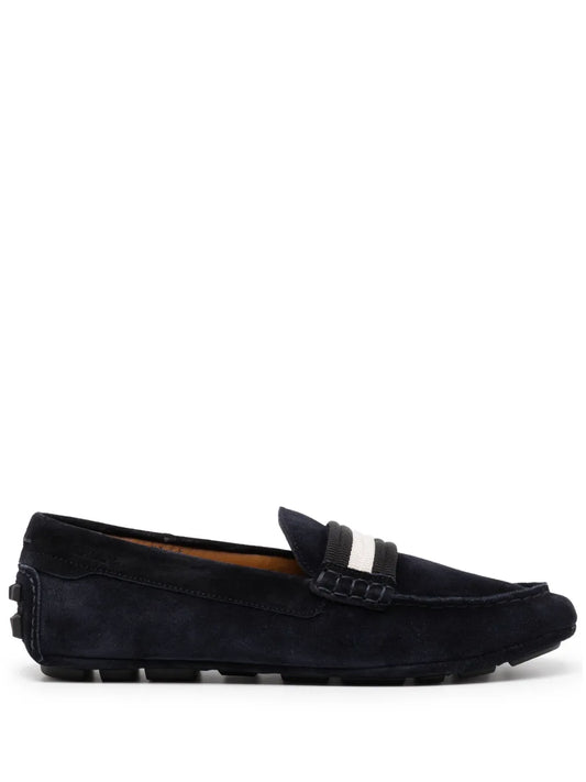 Bally striped-edge suede loafers 