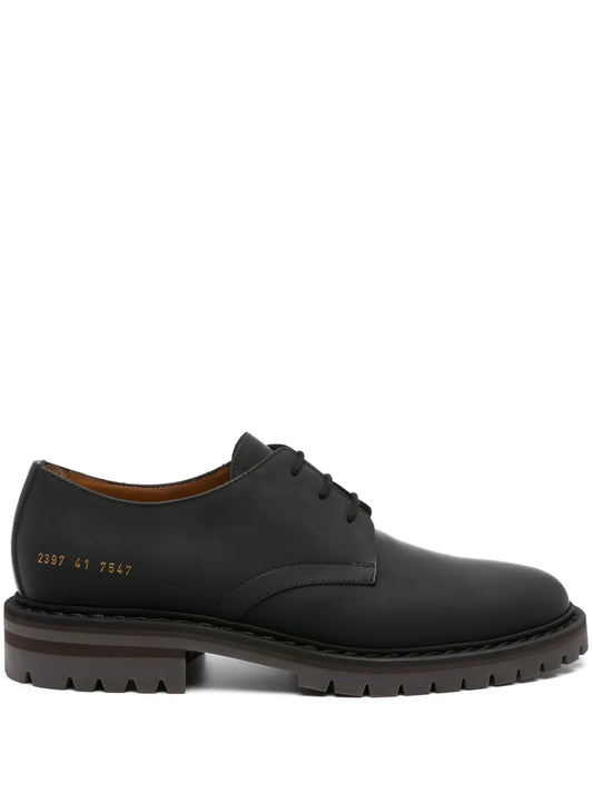 Common Projects serial number-print leather Derby shoes