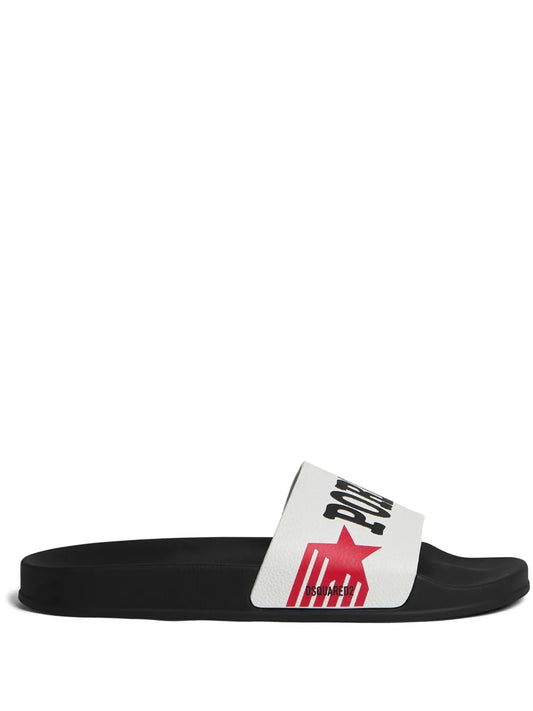 DSQUARED2 slogan-print leather slides
