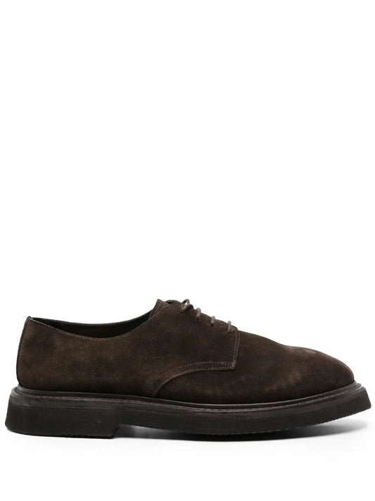 Premiata logo-stamp suede derby shoes
