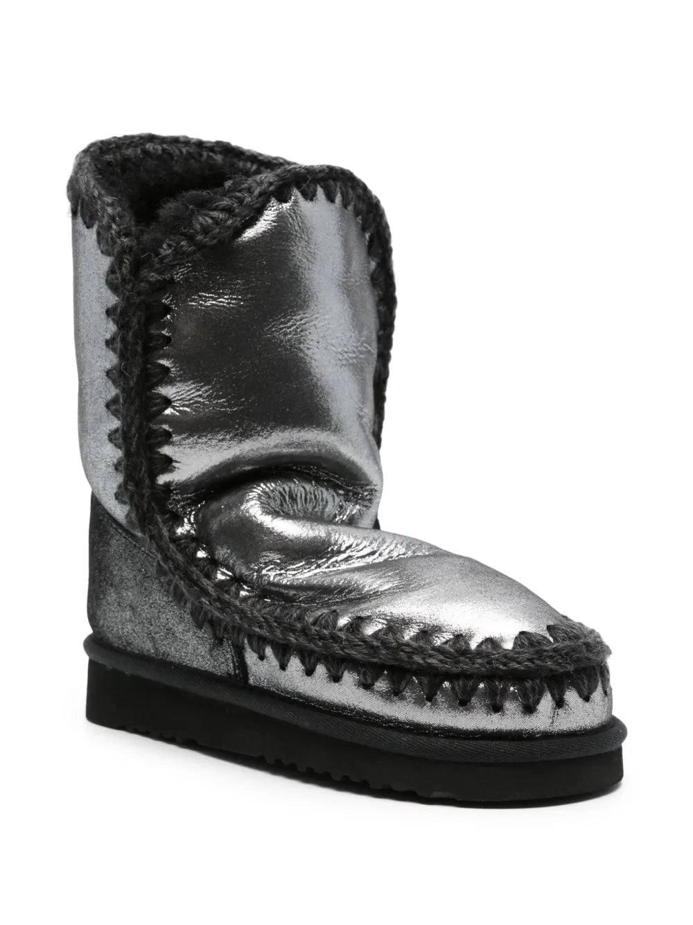 Mou Eskimo 18 crochet-trim metallic-leather boots