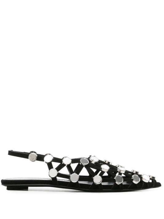 The Attico Grid rhinestone-embellished ballerina shoes