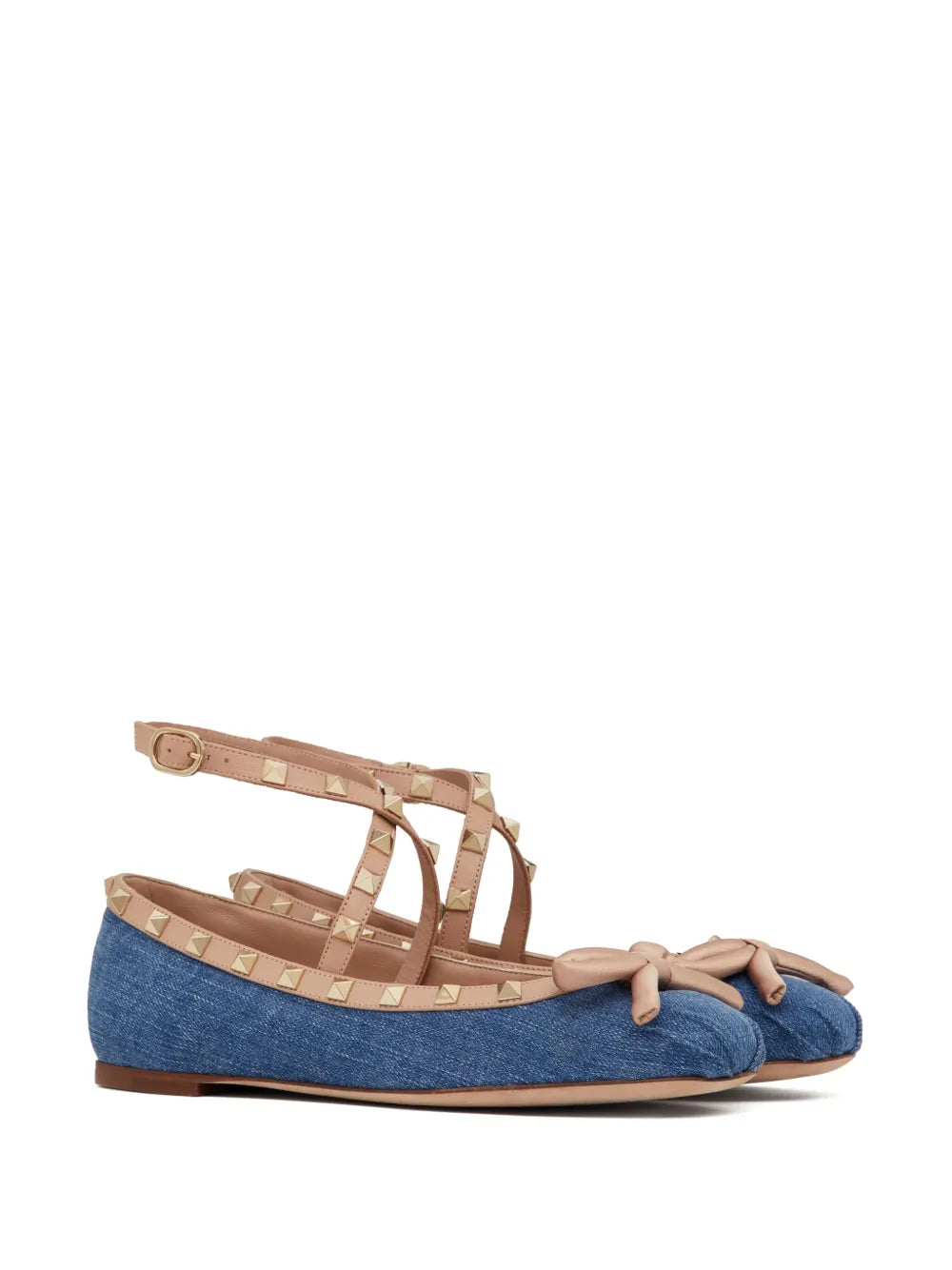 Valentino Garavani Rockstud denim ballerina shoes