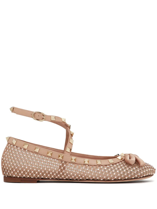 Valentino Garavani Rockstud rhinestone-embellished ballerina shoes
