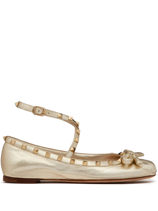 Valentino Garavani Rockstud leather ballerina shoes