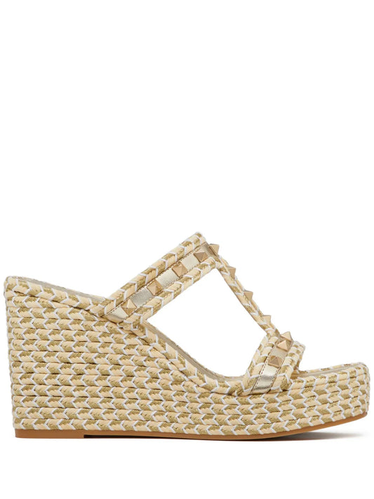 Valentino Garavani Rockstud 90mm woven wedge sandals
