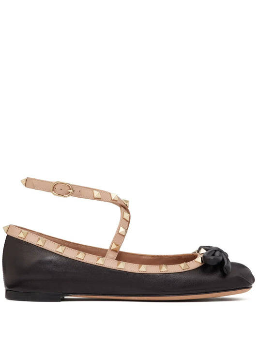 Valentino Garavani Rockstud leather ballerina shoes