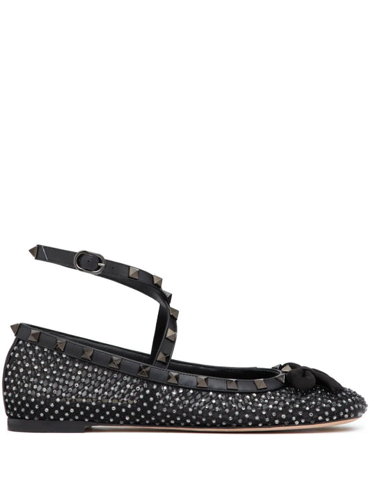 Valentino Garavani Rockstud rhinestone-embellished ballerina shoes
