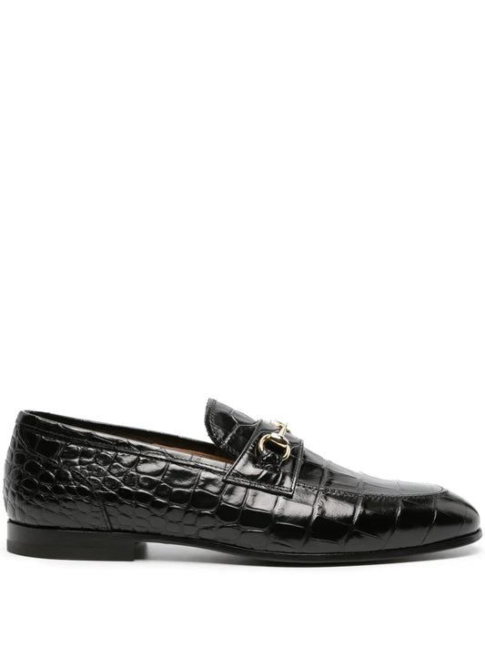 Scarosso crocodile-effect leather loafers