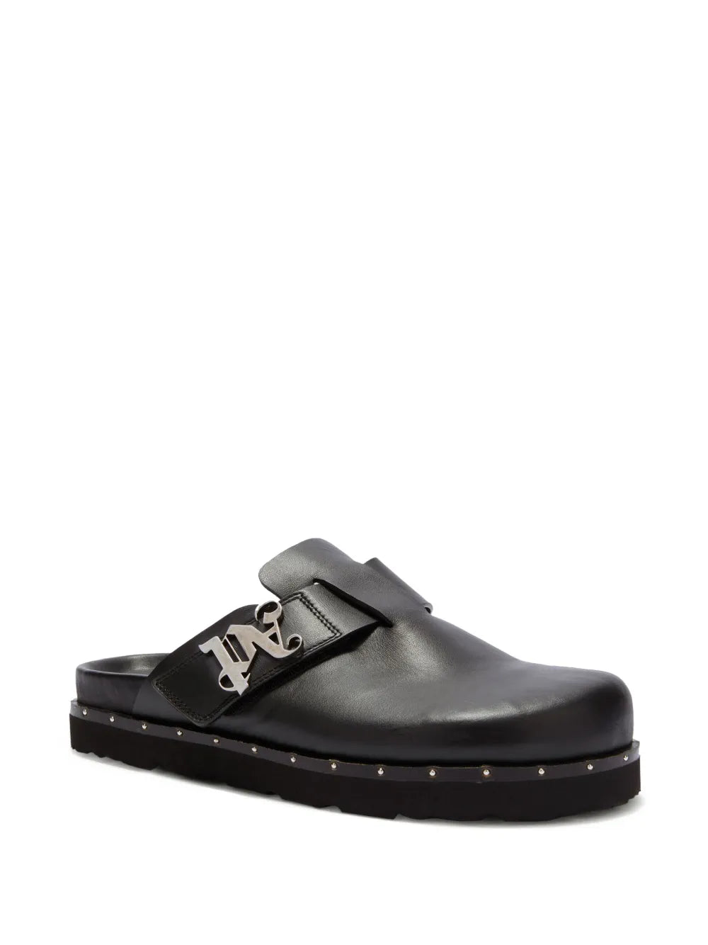 Palm Angels logo-plaque studded leather mules
