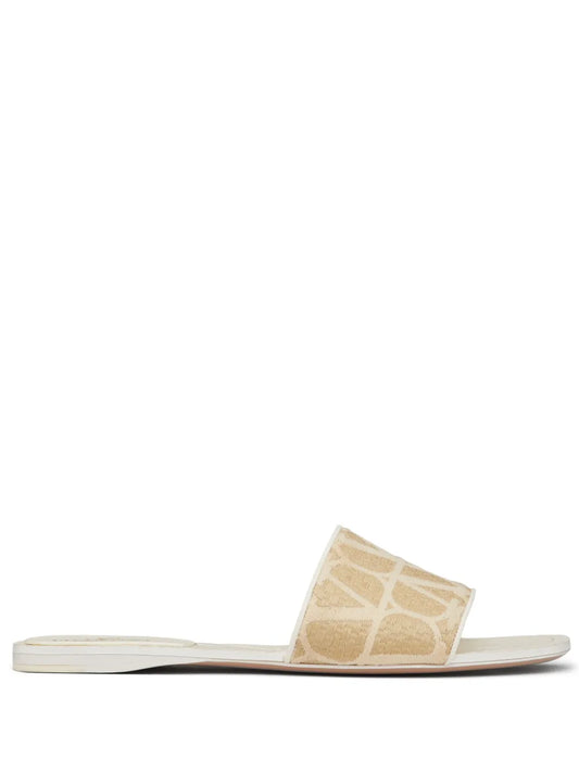 Valentino Garavani Toile Iconographe raffia slides