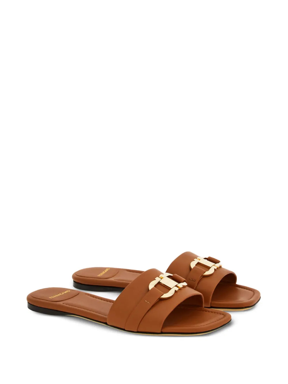 Ferragamo Gancini-buckle leather slides