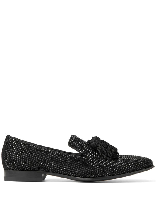 Jimmy Choo Foxley crystal-embellished suede slippers