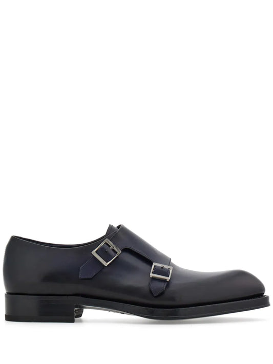 Ferragamo Double-monkstrap leather monk shoes