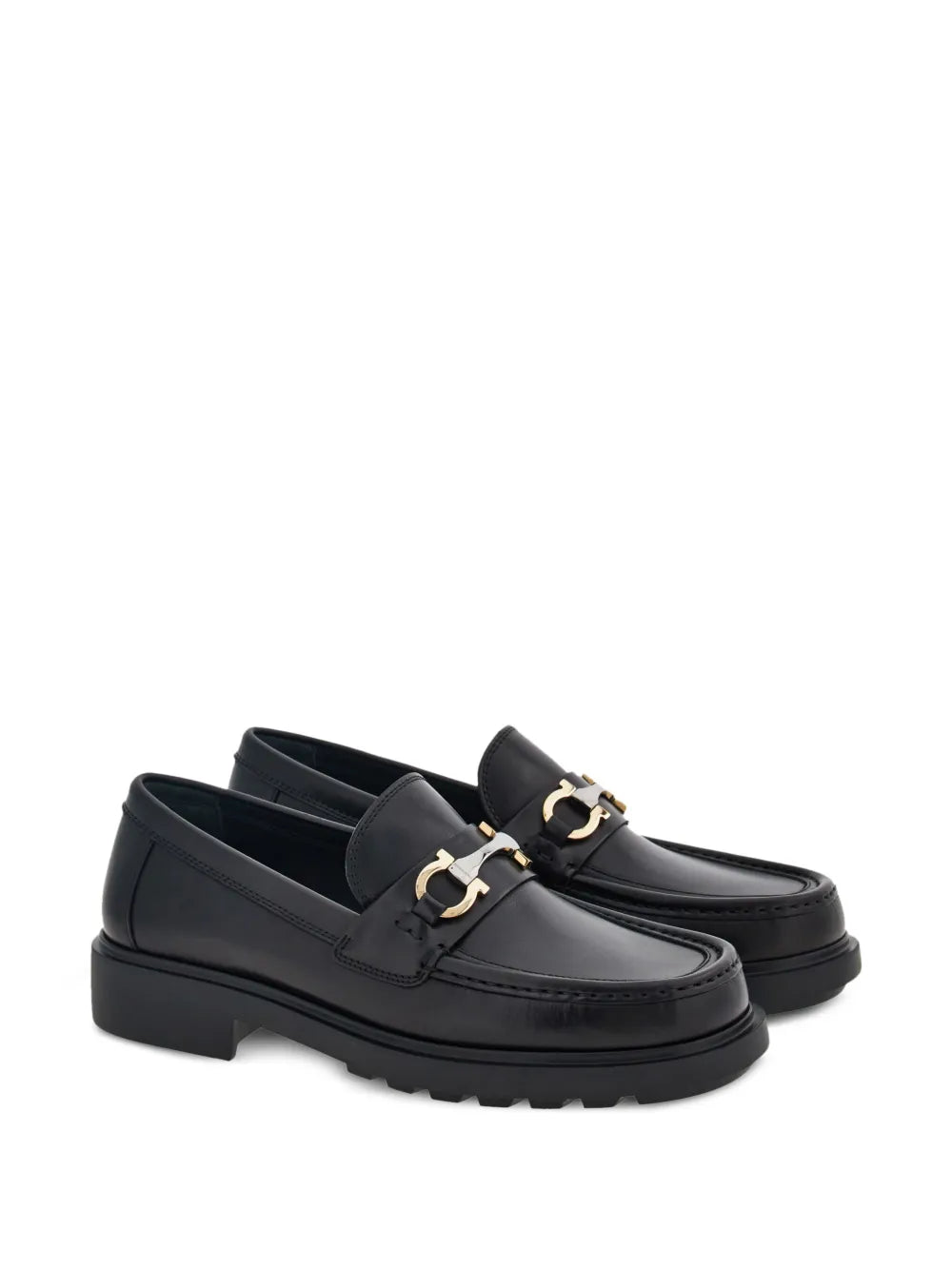 Ferragamo Gancini-plaque leather loafers