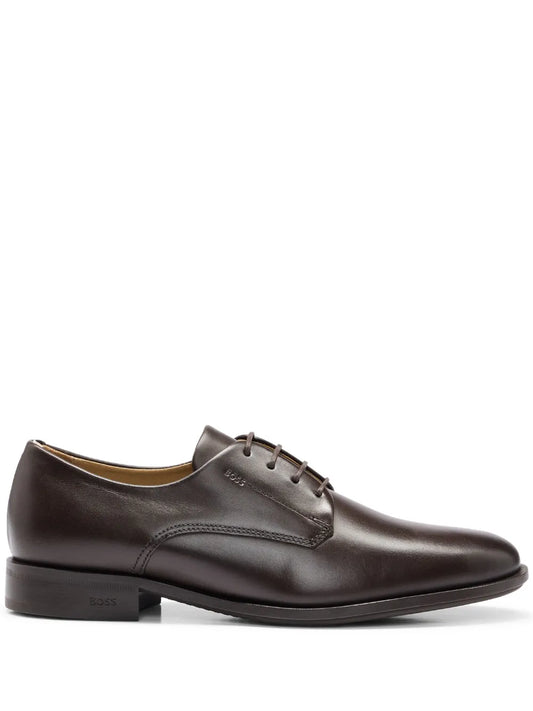BOSS almond-toe leather derby shoes