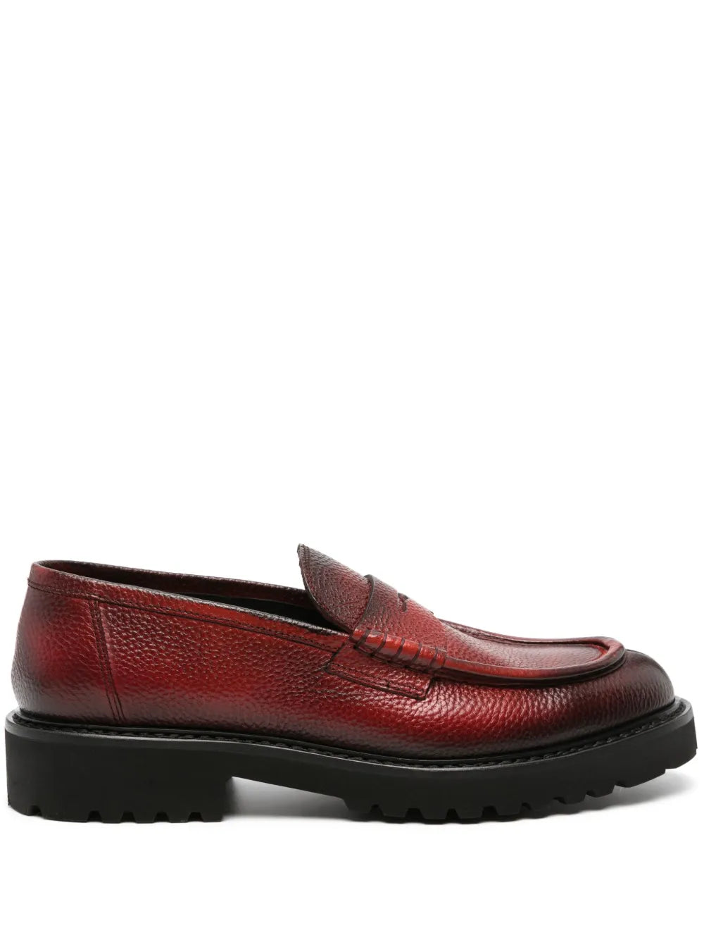Doucal's burnished-finish leather loafers