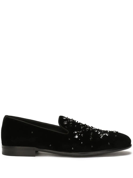 Dolce & Gabbana crystal-embellished velvet slippers