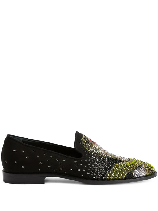 Giuseppe Zanotti Python crystal-embellished loafers