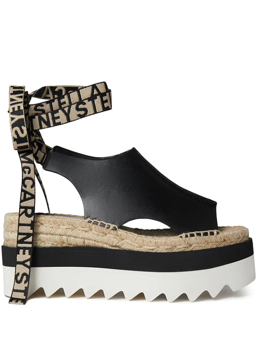 Stella McCartney Gaia logo-ribbon platform espadrilles